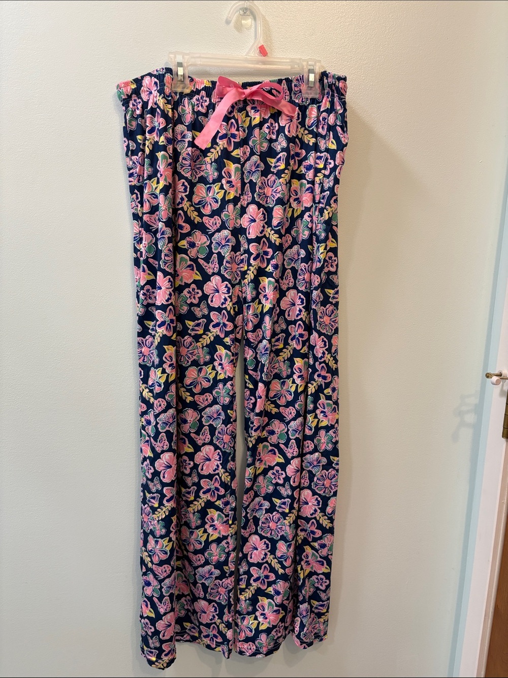 Simply Southern Navy Floral Pajama Pants with Pink Drawstring